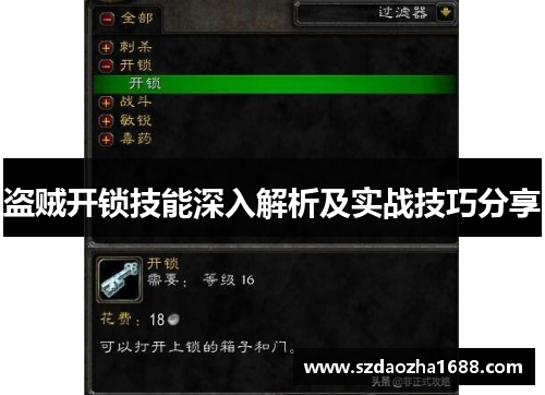 盗贼开锁技能深入解析及实战技巧分享 盗贼开锁技能深入解析及实战技巧分享